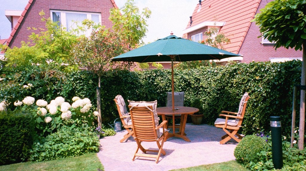 Teakhouten FSC tuinset, Tuin en Terras, Tuinsets en Loungesets, Ophalen, 4 zitplaatsen, Gebruikt, Teakhout