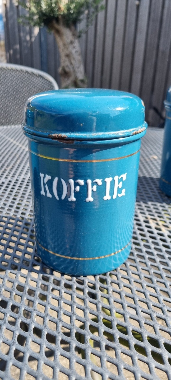 Antieke voorraadbussen set (3 st.) voor Thee, Suiker, Koffie, Ophalen of Verzenden