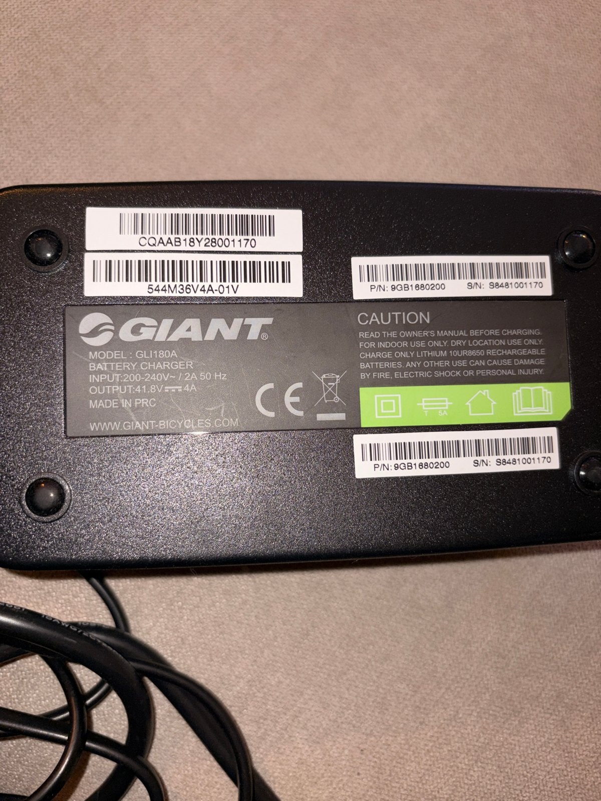 Giant GLI180A Acculader voor elektrische fiets 41.8V 4A, Verzenden, Gebruikt