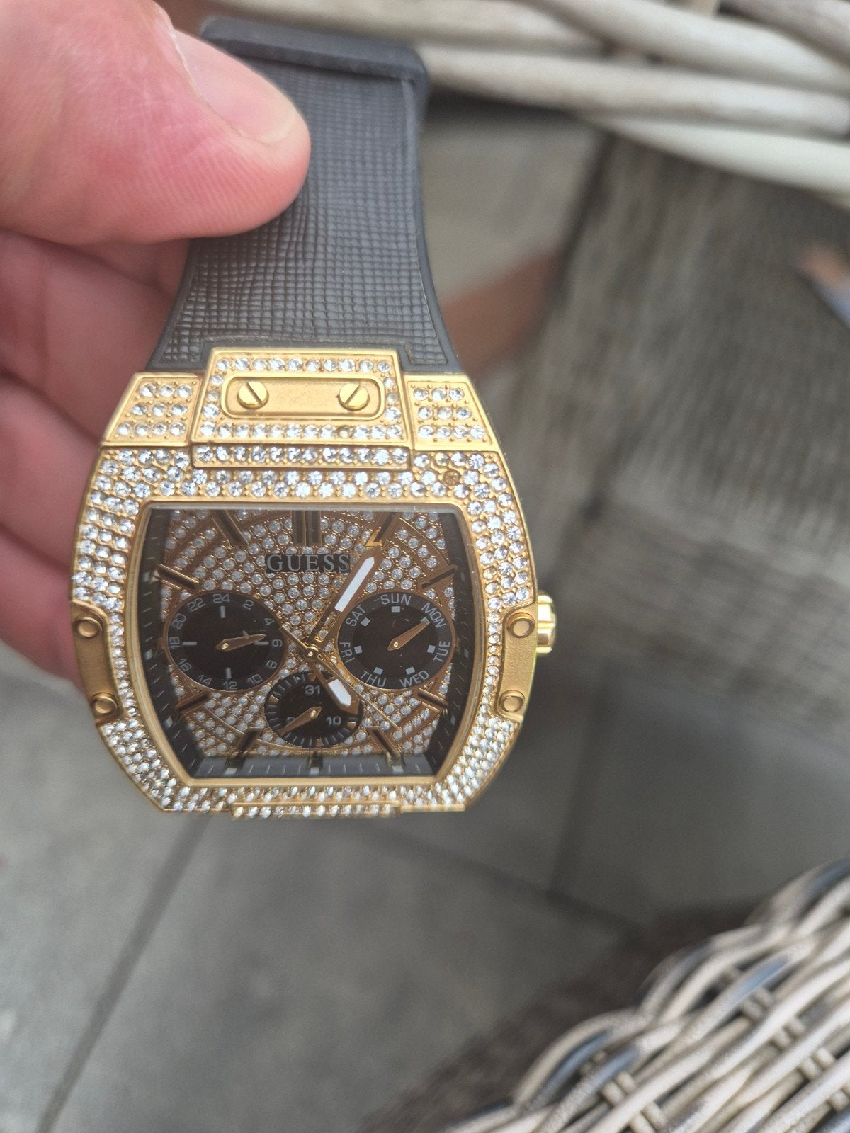 guess horloge, Zwart, Heer, Ophalen of Verzenden, Zo goed als nieuw