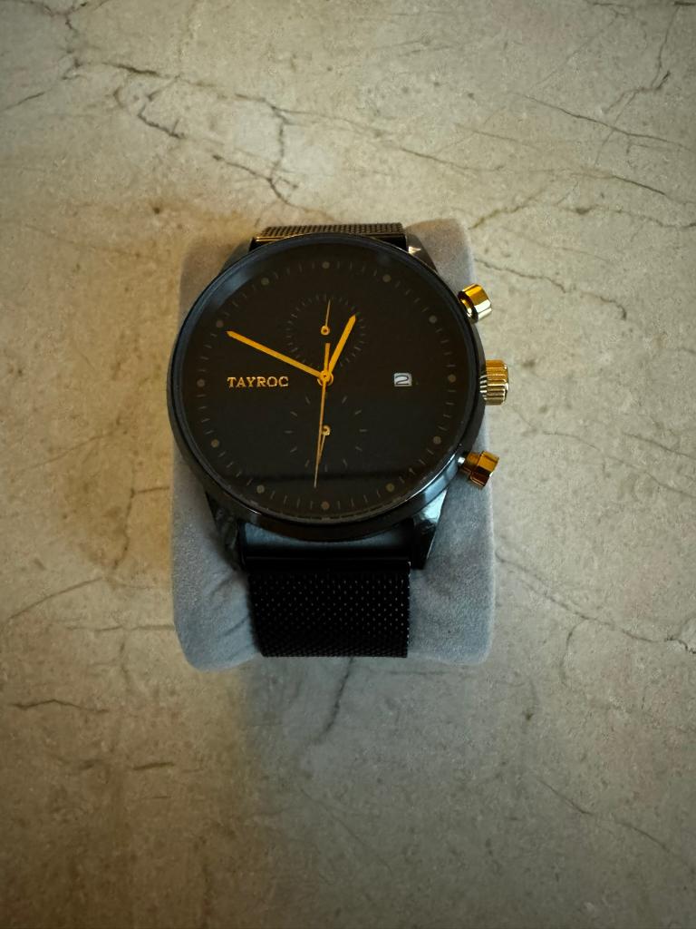 Tayroc TXM087 horloge zwart/goud, Sieraden, Tassen en Uiterlijk, Horloges | Heren, Staal, Staal, Polshorloge, Zo goed als nieuw