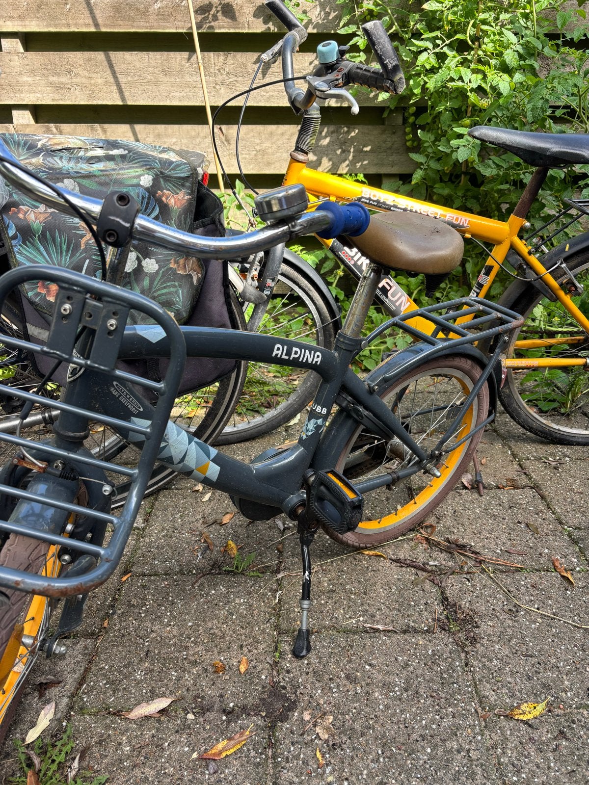 Alpina fiets met voordrager en gele accenten, Ophalen, Gebruikt