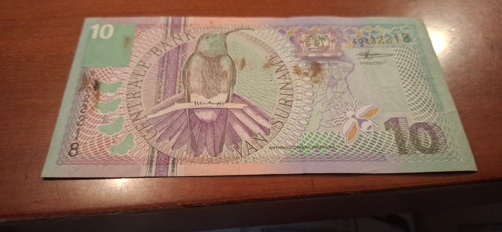 Surinaams 10 Gulden biljet - Centrale Bank van Suriname, Postzegels en Munten, Ophalen of Verzenden, Zuid-Amerika, Los biljet