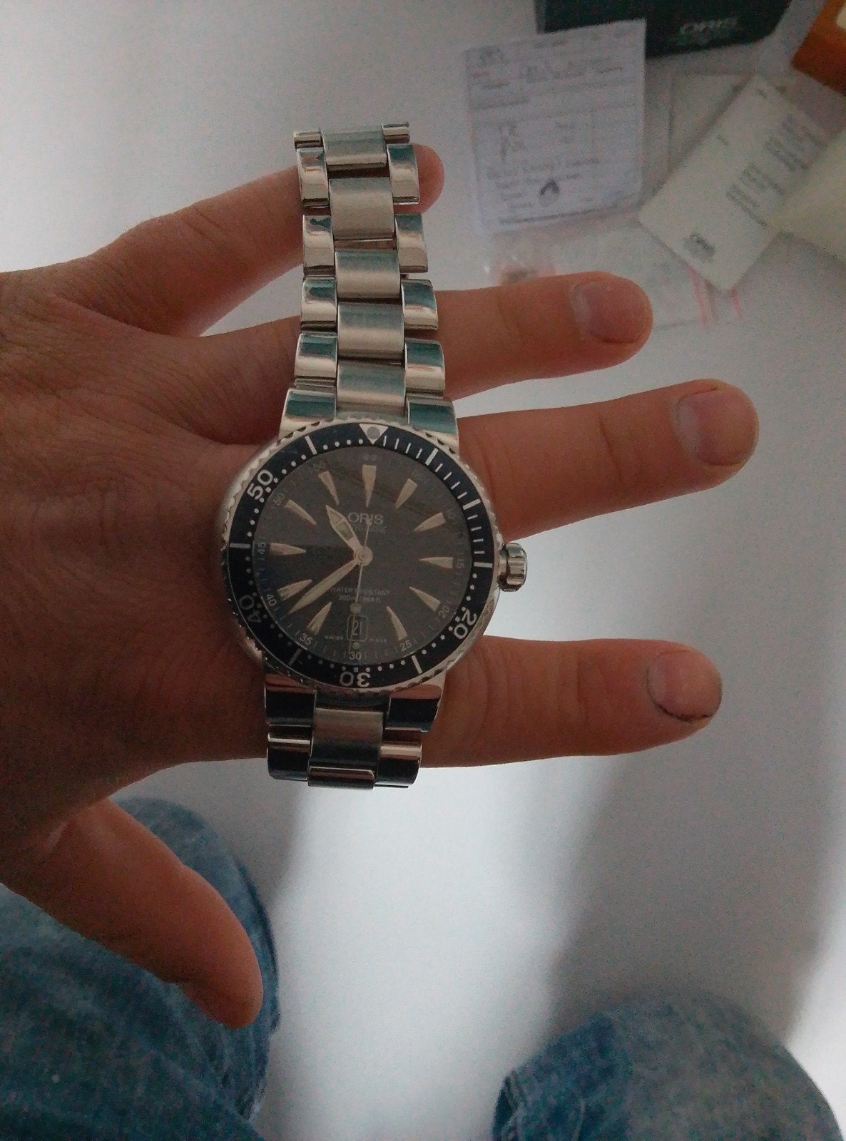 Oris 7533P – Full set | Recent onderhoud | Nieuw gepolijst, Ophalen, Zo goed als nieuw, Staal, Overige merken
