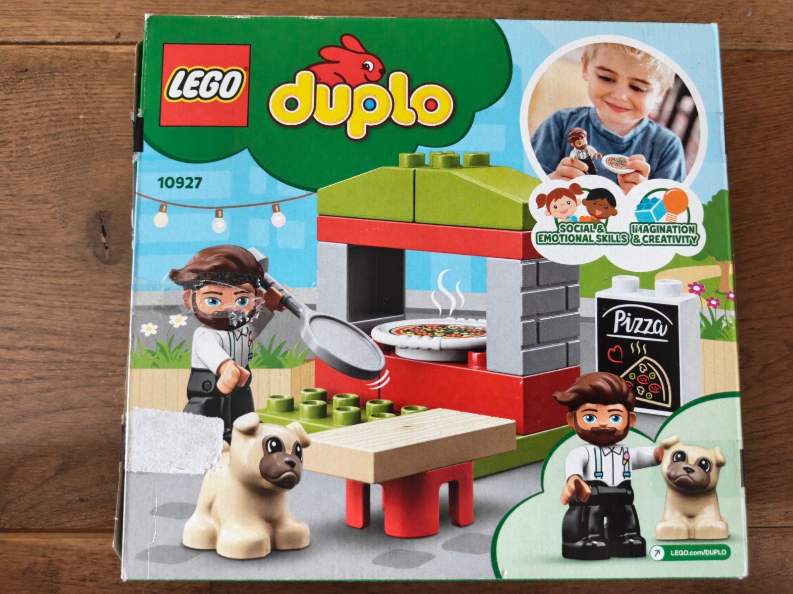 LEGO Duplo 10927 Pizzakraam - Compleet met doos, Gebruikt, Compleet, Ophalen of Verzenden, Duplo