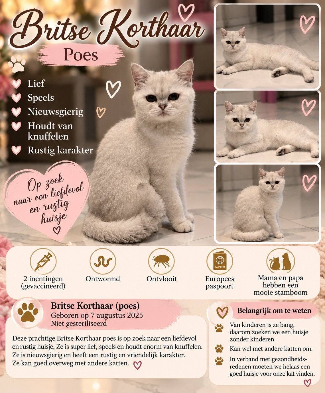 Britse Korthaar poes, Poes, Kortharig