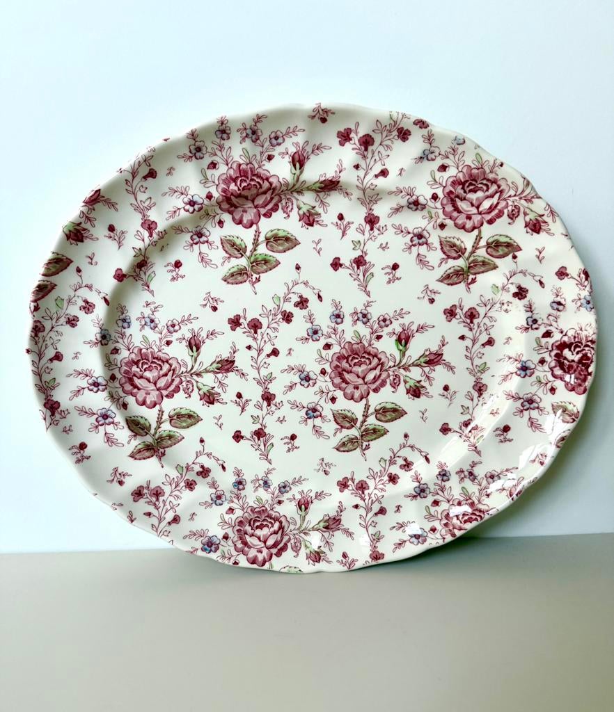 Zeldzaam Johnson Brothers Rose Chintz XL ovale serveerschaal, Antiek en Kunst, Ophalen of Verzenden
