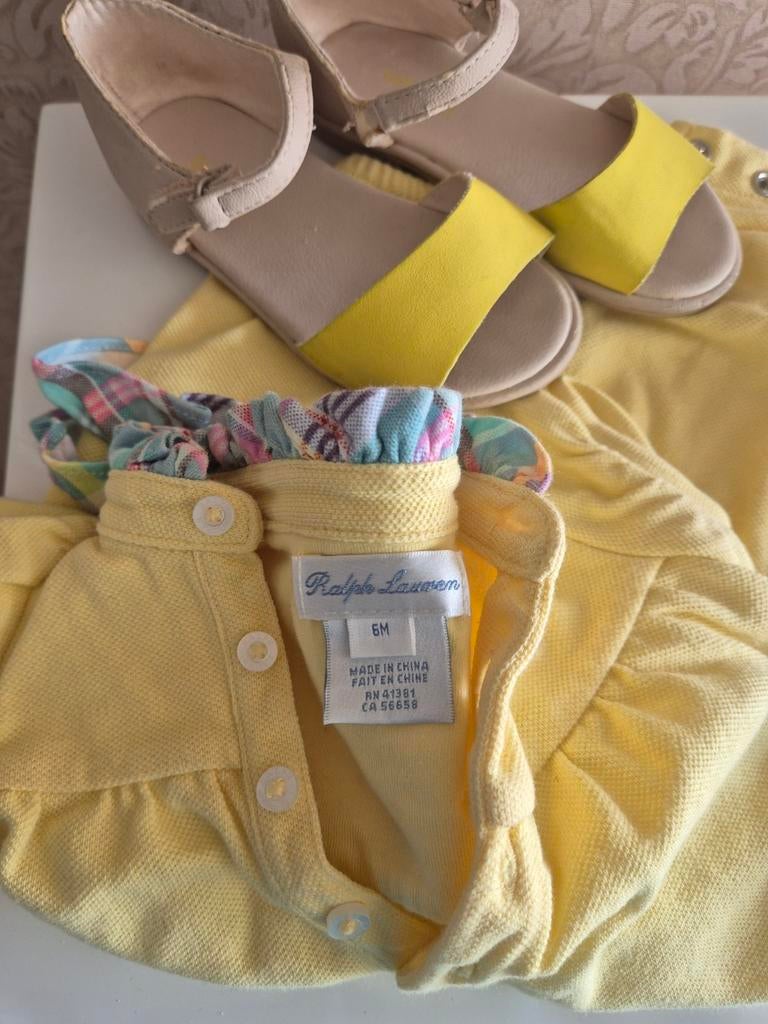 Ralph Lauren Gele Romper met Ruffles - Maat 6M, Ophalen of Verzenden, Zo goed als nieuw, Ralph Lauren, Meisje