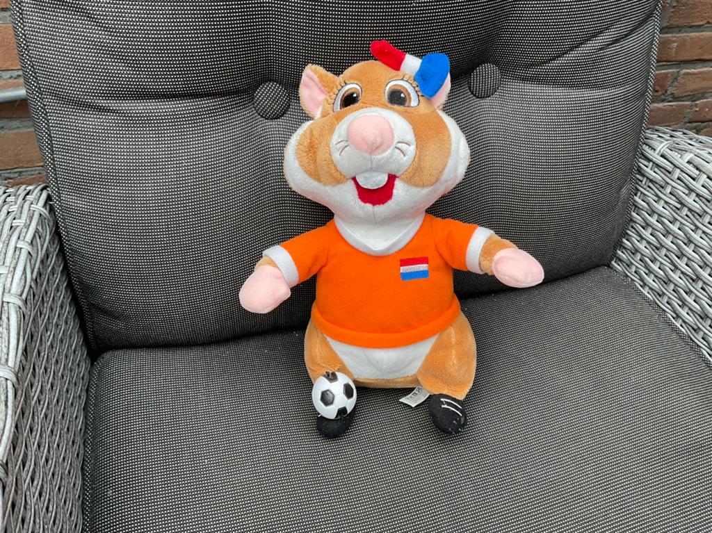 Zgan, voetje beschadigd, Nederlands voetbal meisje hamster, Kinderen en Baby's, Speelgoed | Knuffels en Pluche, Ophalen, Zo goed als nieuw