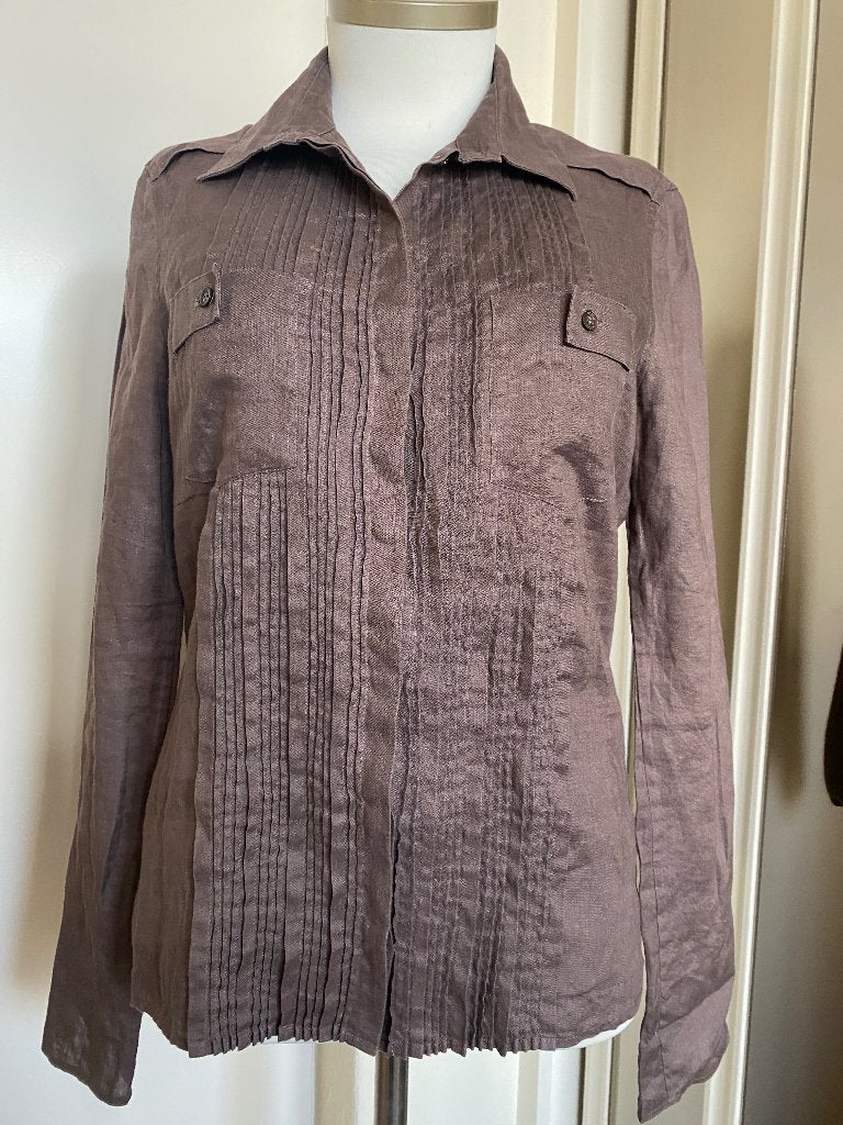 linnen blouse Boss 38 grijsbruin NIEUW, Maat 38/40 (M), Bruin, Nieuw, Ophalen of Verzenden