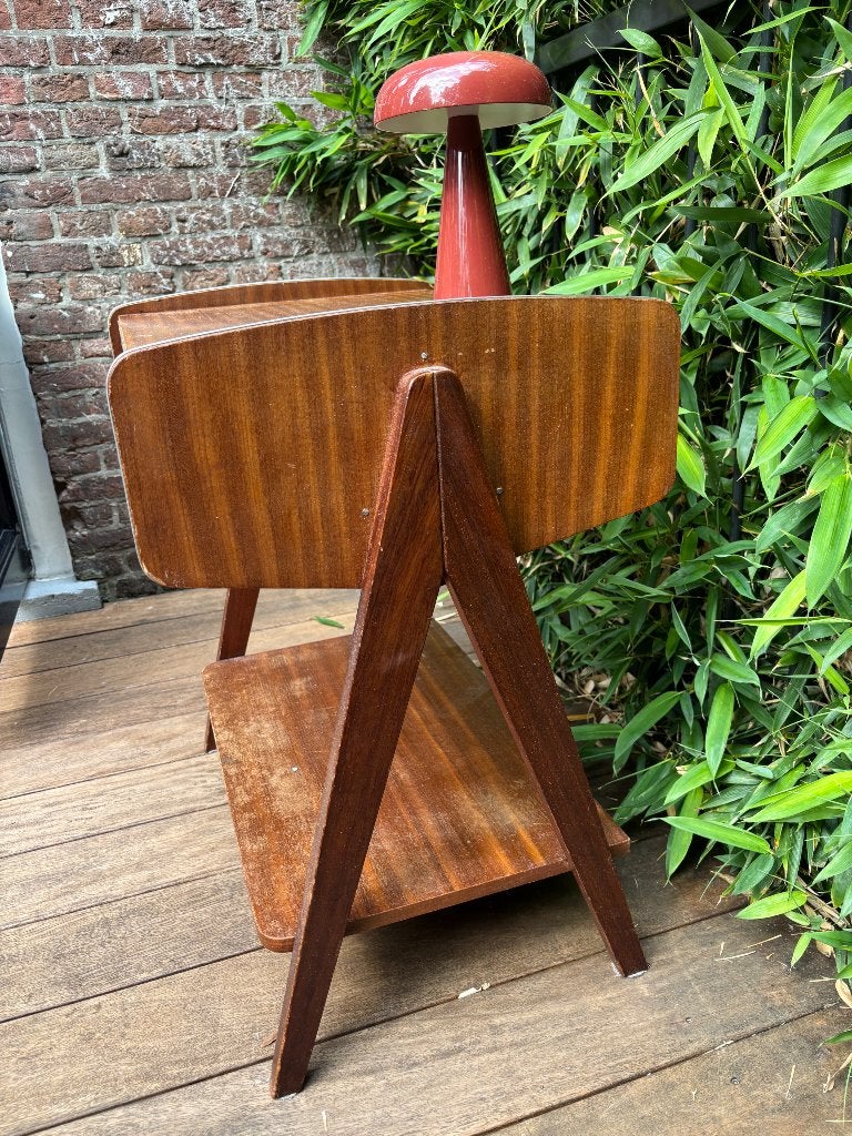 Vintage mid-century nachtkastje / bijzet tafel met lade, Huis en Inrichting, Ophalen, Gebruikt, Mid century, 55 tot 75 cm
