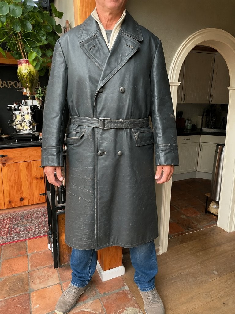 Vintage Gelmok leren herenjas  trenchcoat mt 56 XXL grijs, Maat 56/58 (XL), Ophalen of Verzenden, Grijs, Gelmok