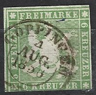 D 29 - 1867 - Wurttenberg/6 Kr, Ophalen of Verzenden, Overige landen, Gestempeld