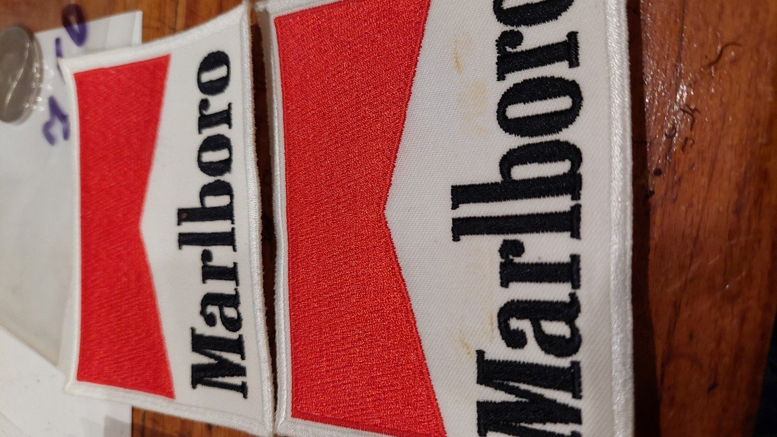 Marlboro linnen patches voor jas of vest, Ophalen of Verzenden, Gebruikt, Merk