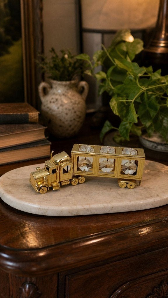 24K gouden vrachtwagen met Swarovski-kristallen, Ophalen of Verzenden, Zo goed als nieuw, Auto's