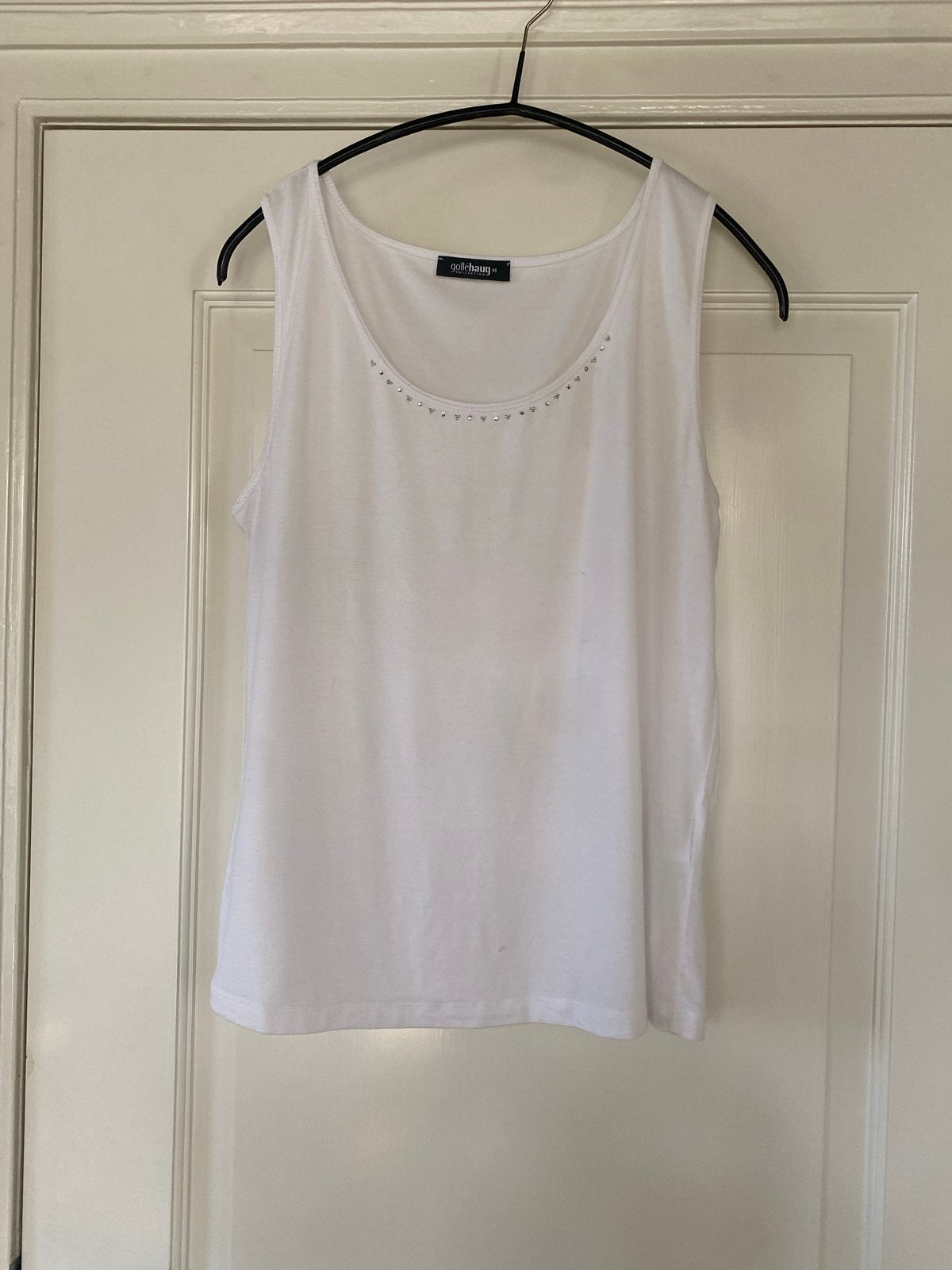 Witte Gollehaug top met steentjes, maat 44, Kleding | Dames, Wit, Maat 42/44 (L), Ophalen of Verzenden, Zo goed als nieuw