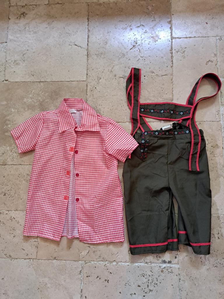 Tiroler shirt en broek, maat 10-12,  carnaval, Kinderen en Baby's, Ophalen of Verzenden, Zo goed als nieuw, Jongen of Meisje