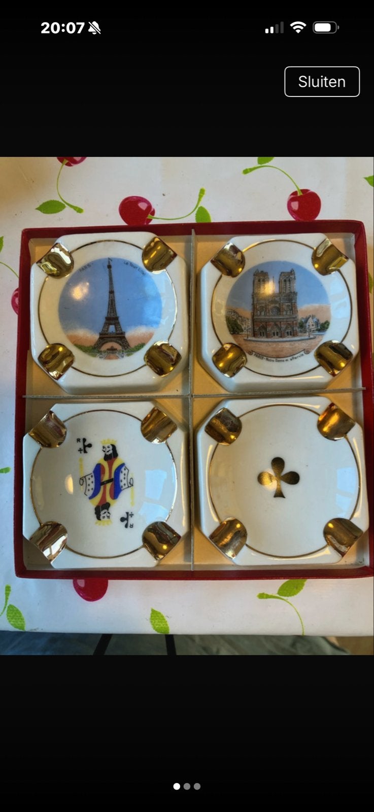 Set van 4 Limoges porseleinen asbakjes in geschenkdoos, Ophalen of Verzenden