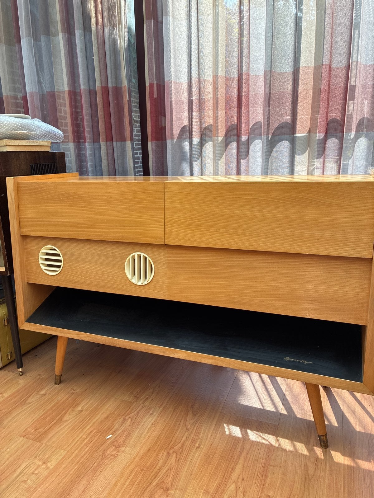 Vintage Grundig Muziekkast 8080 met Platenspeler en Radio, Audio, Tv en Foto, Platenspelers, Gebruikt, Platenspeler, Overige merken