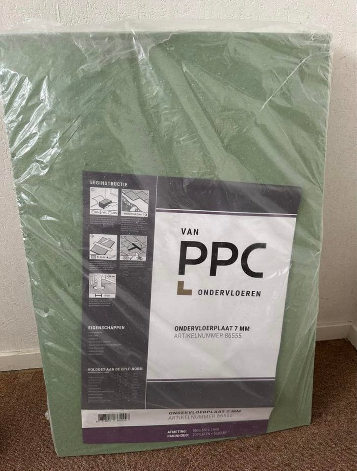 PPC ondervloerplaten 590x850x7mm - 9,02m², Ophalen, 60 cm of meer, Overige typen, Nieuw