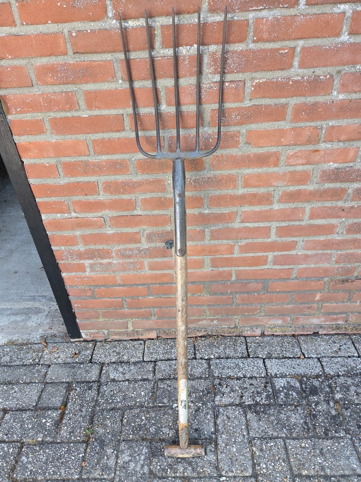 Robuuste mestvork met houten steel, Ophalen, Gebruikt, Vork, Onbekend