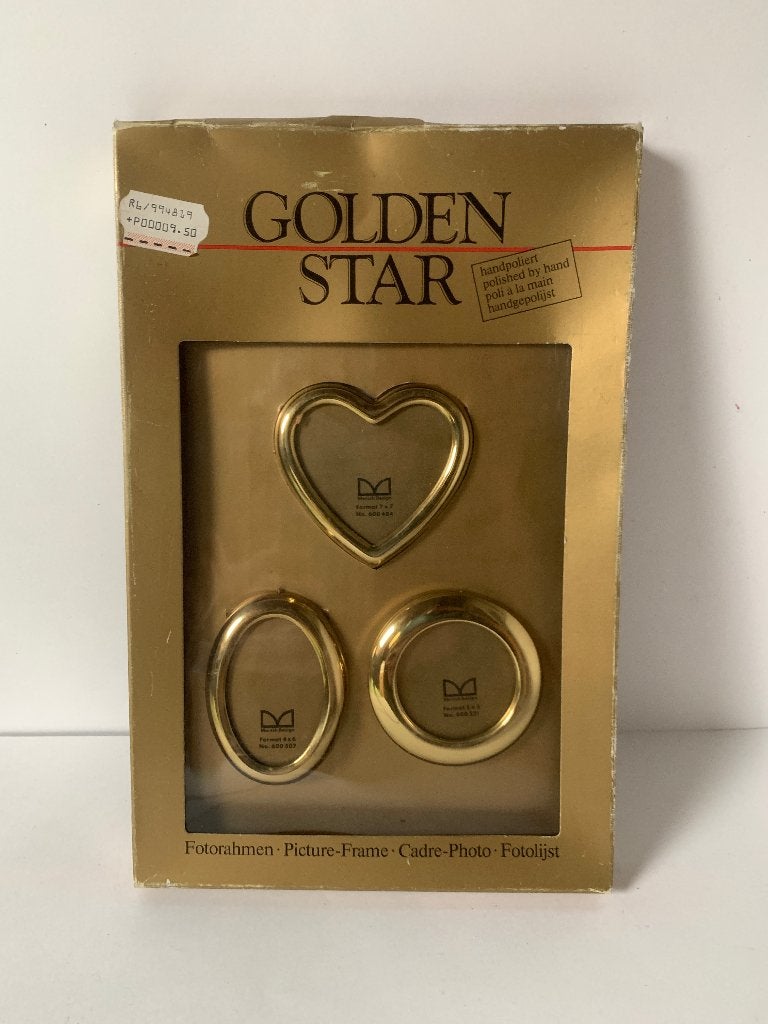 Golden Star Fotolijst Set Hart Ovaal Rond Handgepolijst, Audio, Tv en Foto, Fotografie | Fotolijsten, Nieuw, Pasfotolijstje, Metaal