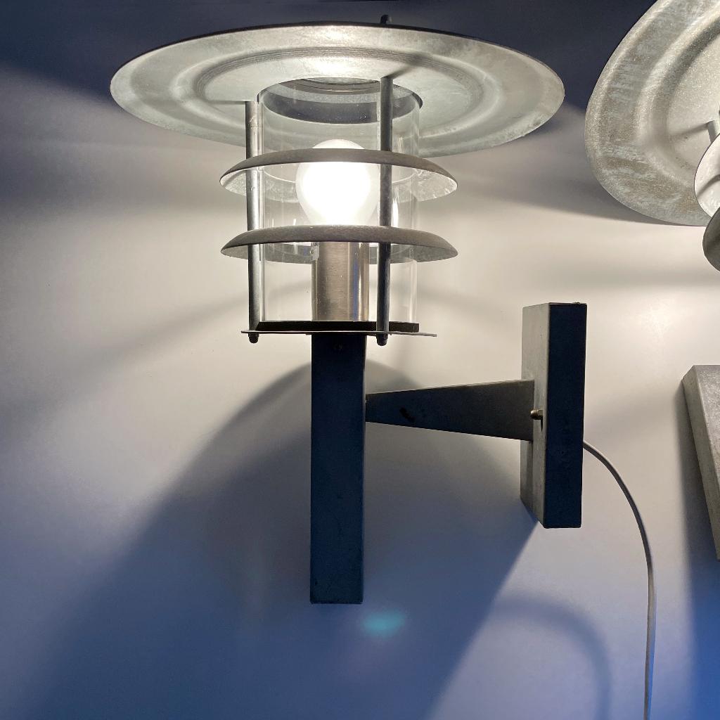 2 XL zinken buiten LAMPEN Scandinavië retro vintage design, Gebruikt, Wandlamp, Ophalen of Verzenden, Netvoeding
