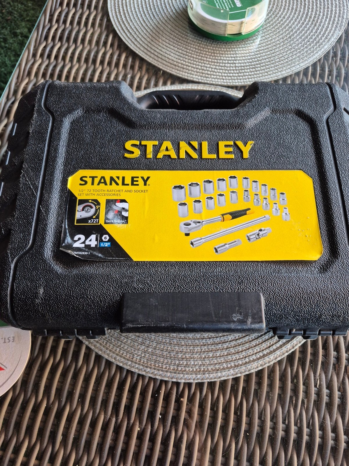 Stanley doppenset 24-delig met ratel, Ophalen of Verzenden, Gebruikt, Sleutel/ratel, Stanley