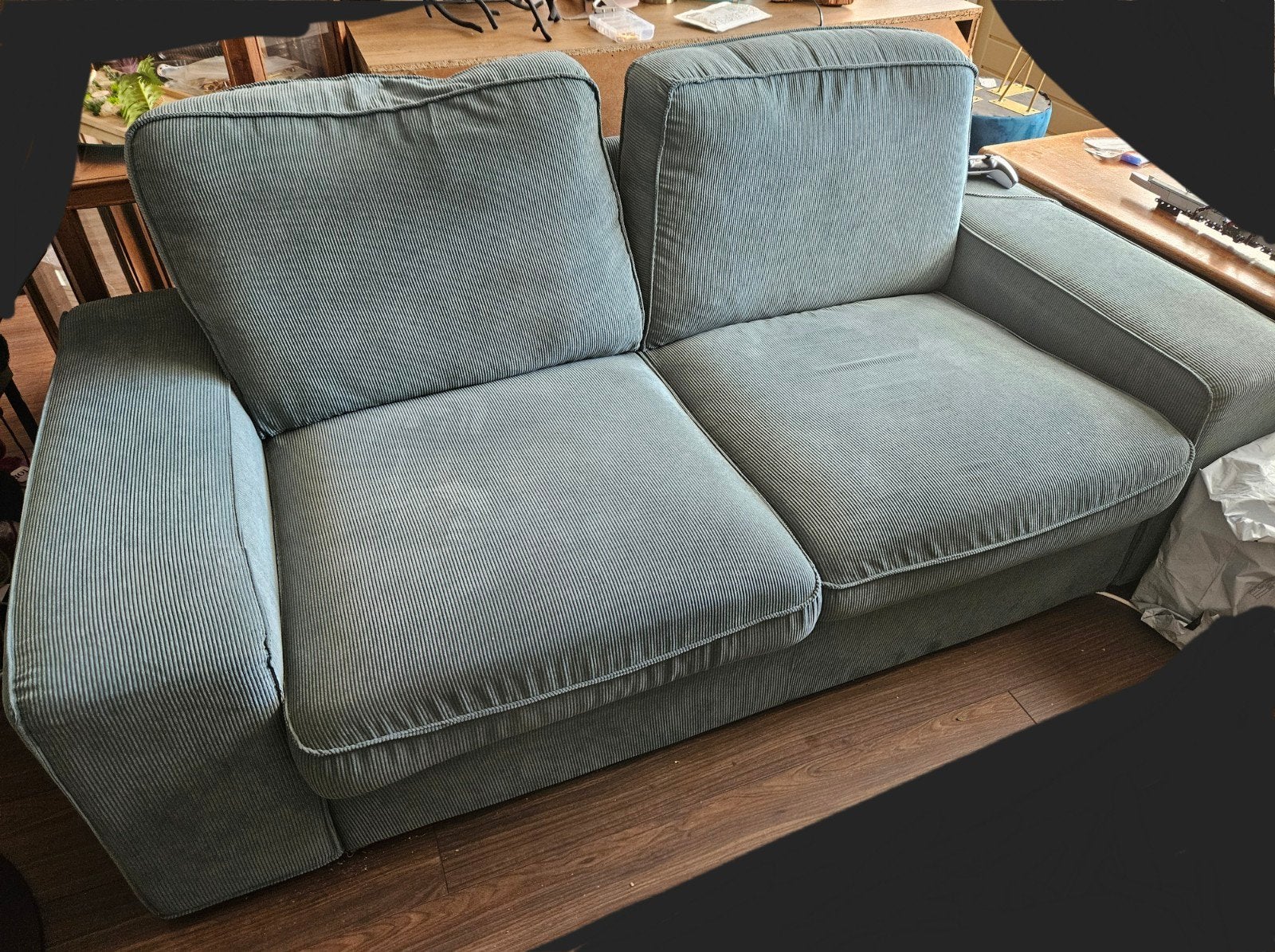 Ikea Kivik 2-zits bank saliegroen ribfluweel, Huis en Inrichting, Banken | Bankstellen, Gebruikt, 150 tot 200 cm, Tweepersoons
