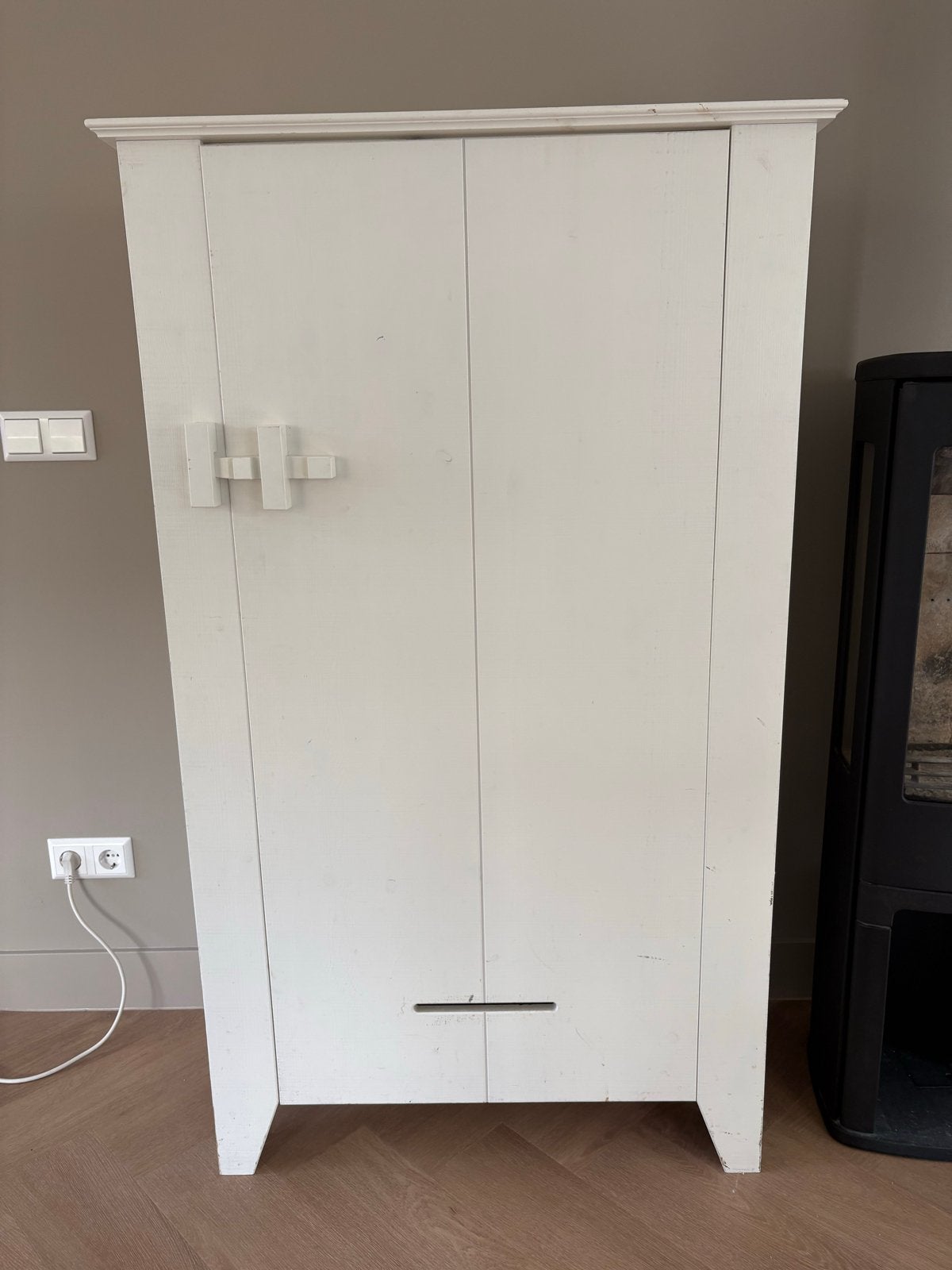 Mooie WOOOD kast - Wit, met planken, Ophalen, Gebruikt, 100 tot 150 cm, 50 tot 100 cm