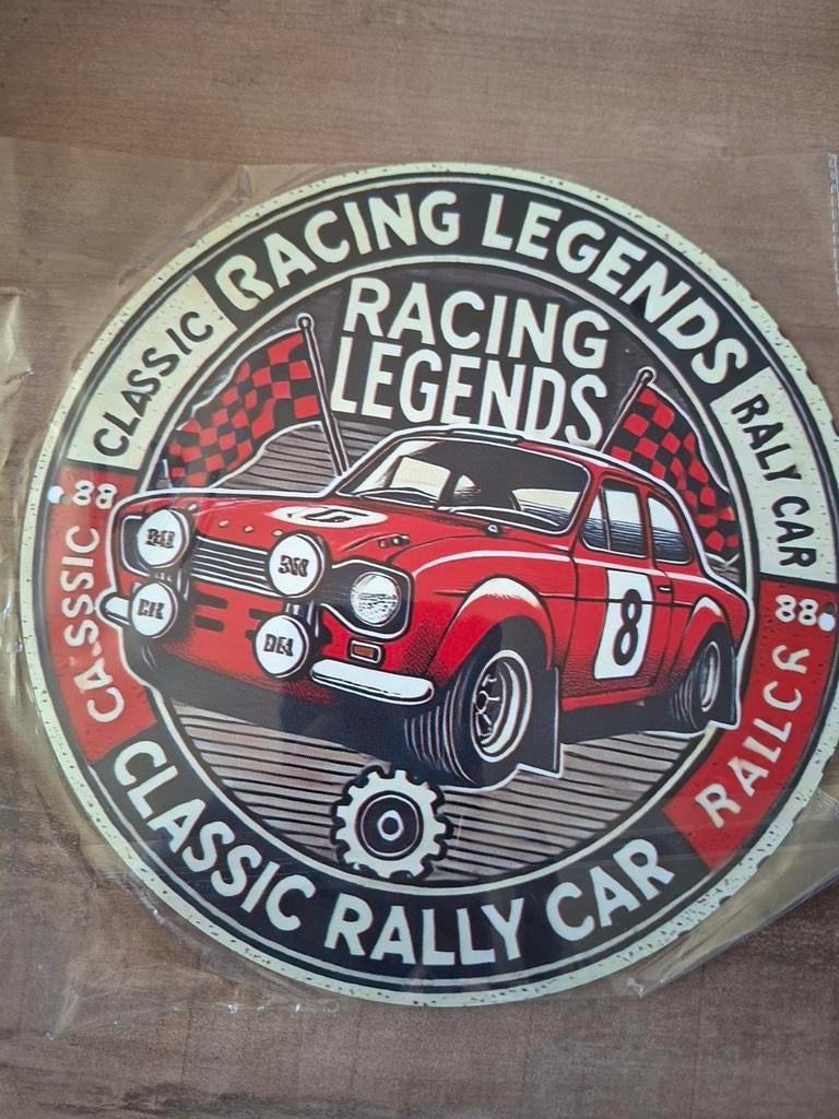 Metalen Bord Classic Rally Car Racing Legends 20 cm, Verzamelen, Ophalen of Verzenden