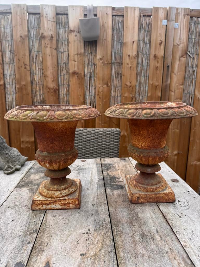 Smeedijzeren tuinvazen, Tuin en Terras, Tuinvazen, Ophalen, Gebruikt