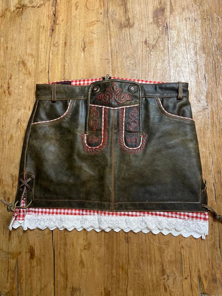 Lederhosen rok dames - Oktoberfest stijl, Bruin, Maat 46/48 (XL) of groter, Djt, Ophalen of Verzenden