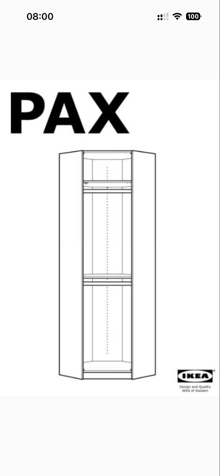 IKEA PAX Hoekkast - Wit/Zwartbruin, Ophalen, Gebruikt, 200 cm of meer, 50 tot 100 cm