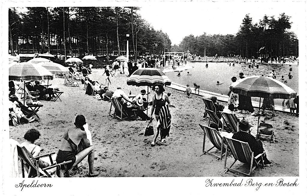 804616	Apeldoorn	Zwembad Berg en Bosch	Gelopen met zegel, Ophalen of Verzenden, 1920 tot 1940, Gelopen, Gelderland