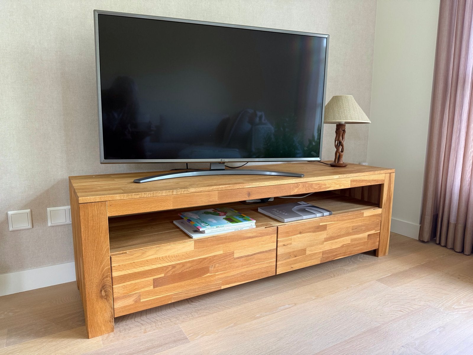 HEEL FIJN licht eikenhouten TV-meubel met 2 diepe lades, Huis en Inrichting, Ophalen, Gebruikt, Rechthoekig, Eikenhout
