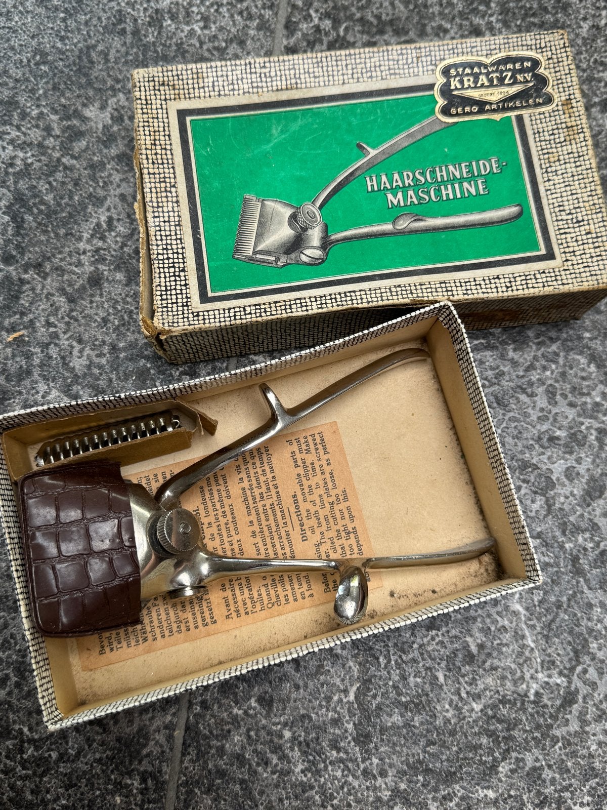 Vintage Handmatige Haarsnijmachine - Staalwaren Kratz, Antiek en Kunst, Ophalen of Verzenden