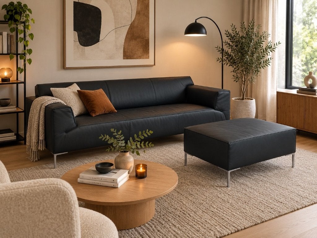 Design on Stock bank 3 zits met hocker, Driepersoons, 75 tot 100 cm, Ophalen of Verzenden, Zo goed als nieuw