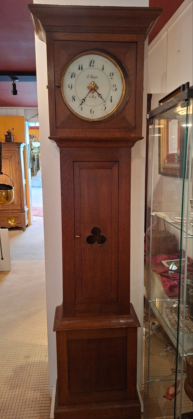 Antieke Limburgse/Luikse staande klok - Eikenhout, Antiek en Kunst, Ophalen