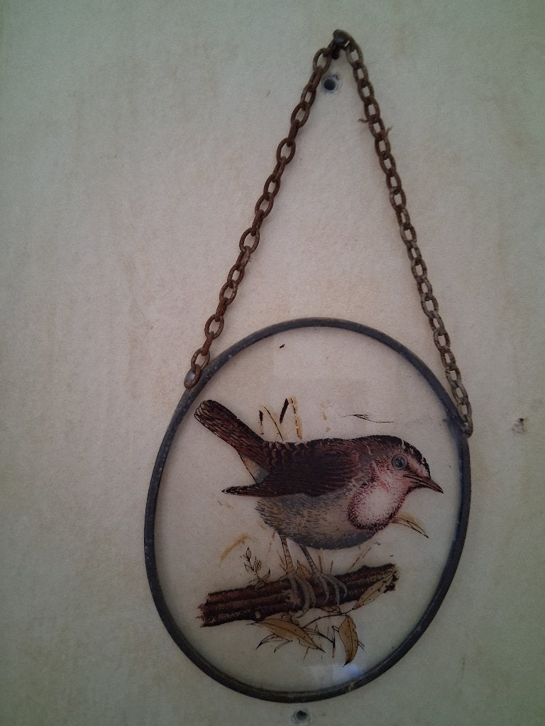schilderij met vogel erop glas en lood, Huis en Inrichting, Ophalen, Minder dan 50 cm, Zo goed als nieuw, Schilderij