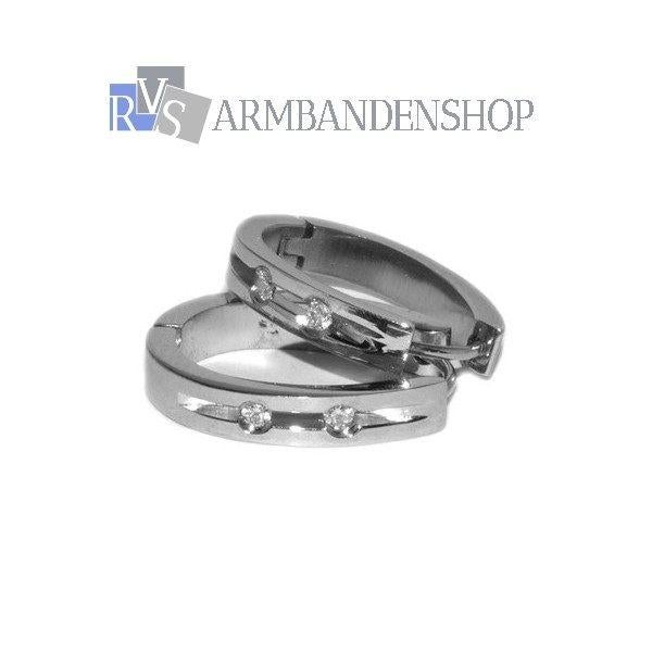 div rvs oorbellen met nep zirkonia diamant robijn of saffier, Overige materialen, Verzenden, Nieuw, Knopjes of Stekers