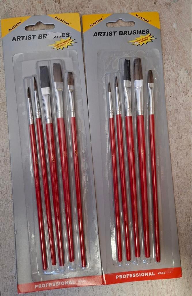 2 x penselenset 5 delig., Hobby en Vrije tijd, Schilderen, Ophalen of Verzenden