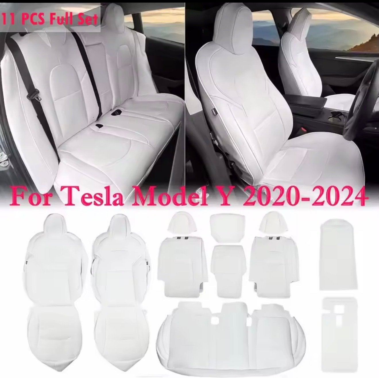 Nappa PU lederen stoelhoezen Tesla Model Y (2020-2024), Auto-onderdelen, Ophalen of Verzenden, Nieuw, Overige automerken