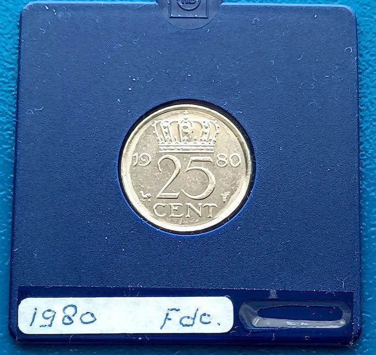 25 cent 1980 - Juliana UNC, Verzenden, Koningin Juliana, 25 cent, Losse munt