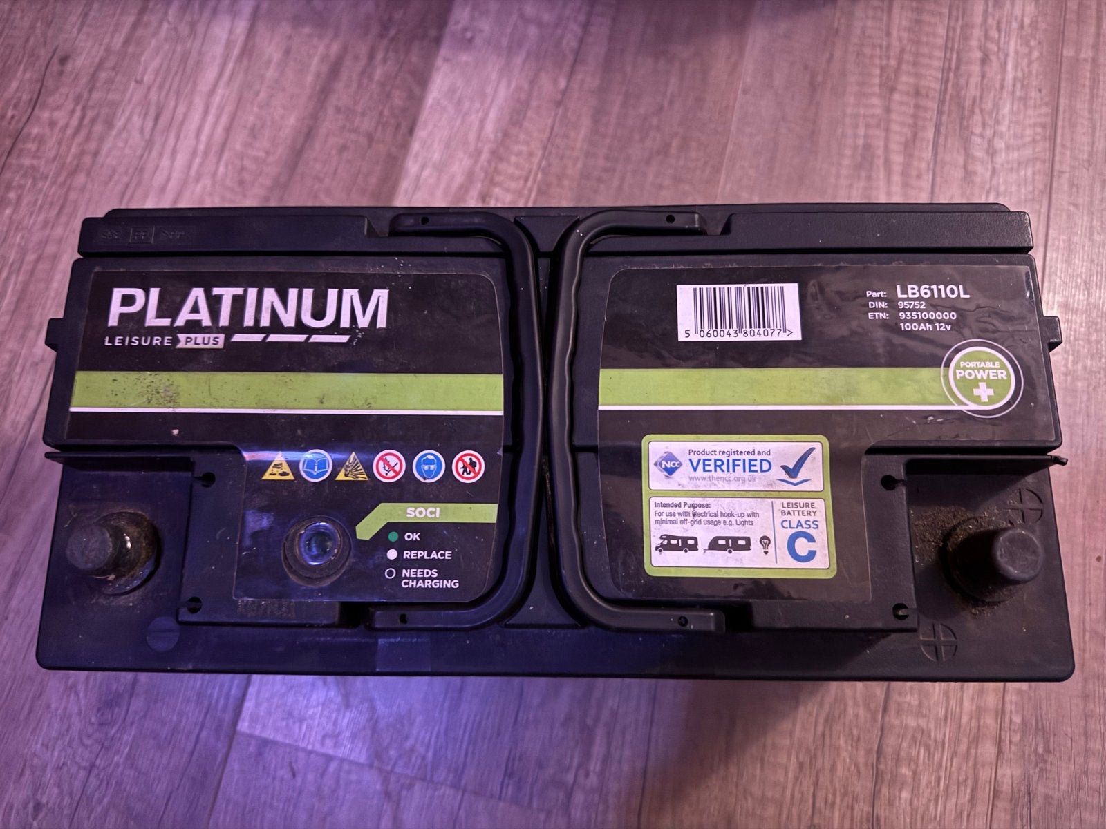 Platinum Leisure Plus Accu LB6110L 100Ah 12V, Ophalen of Verzenden, Gebruikt