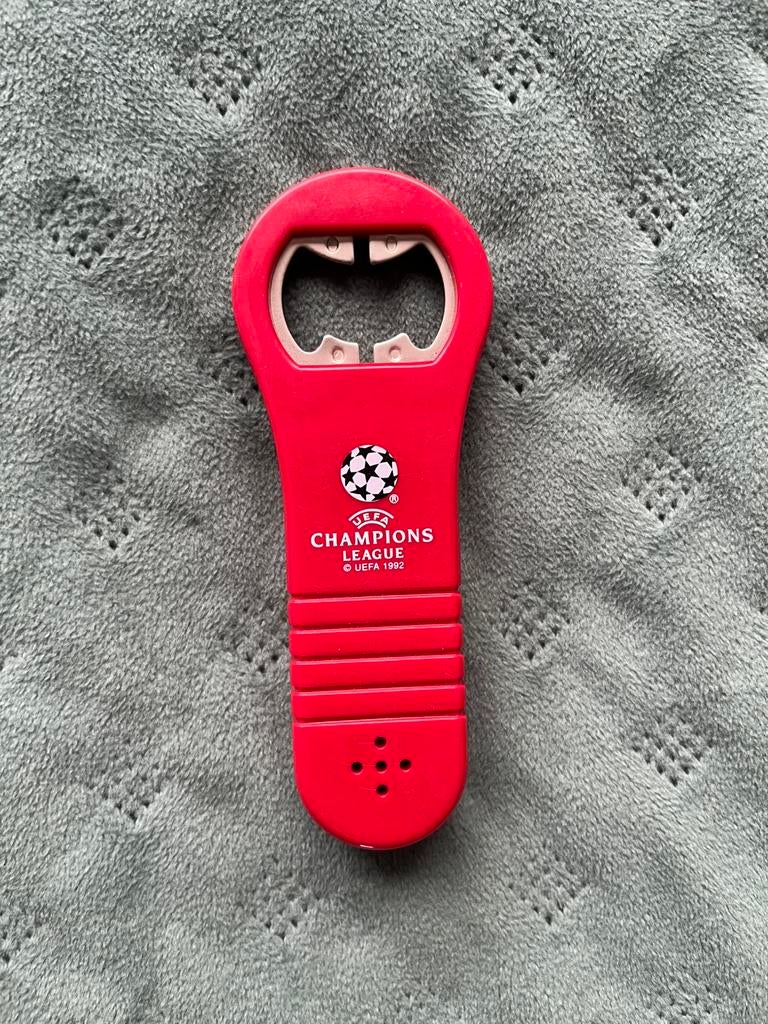 Vintage Amstel Bier UEFA Champions League 1992 flesopener, Verzamelen, Biermerken, Ophalen of Verzenden, Zo goed als nieuw, Flesopener