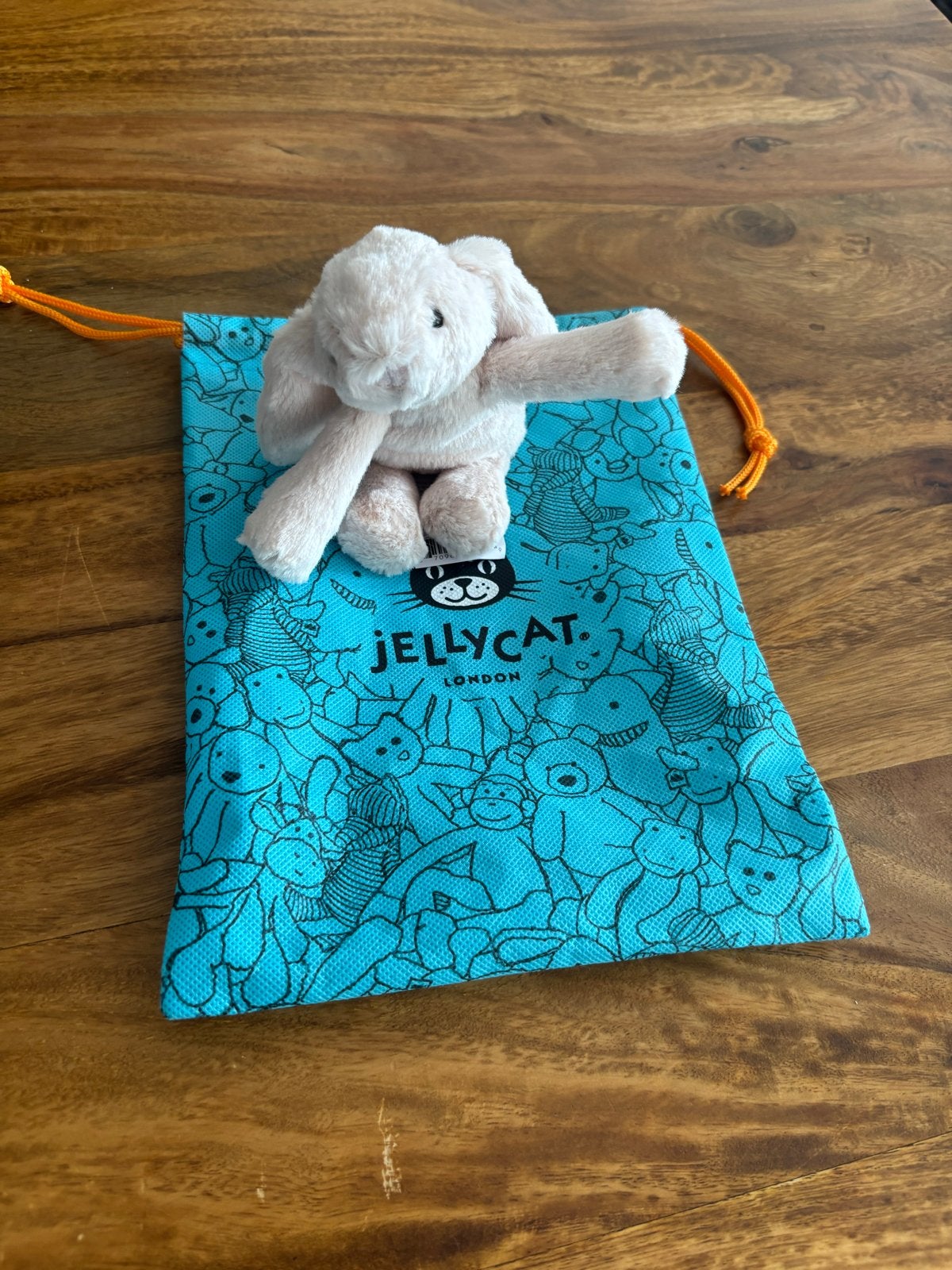 Jellycat Tiny Smudge Rabbit knuffel met zakje, Jellycat, Overige karakters, Ophalen of Verzenden, Met label