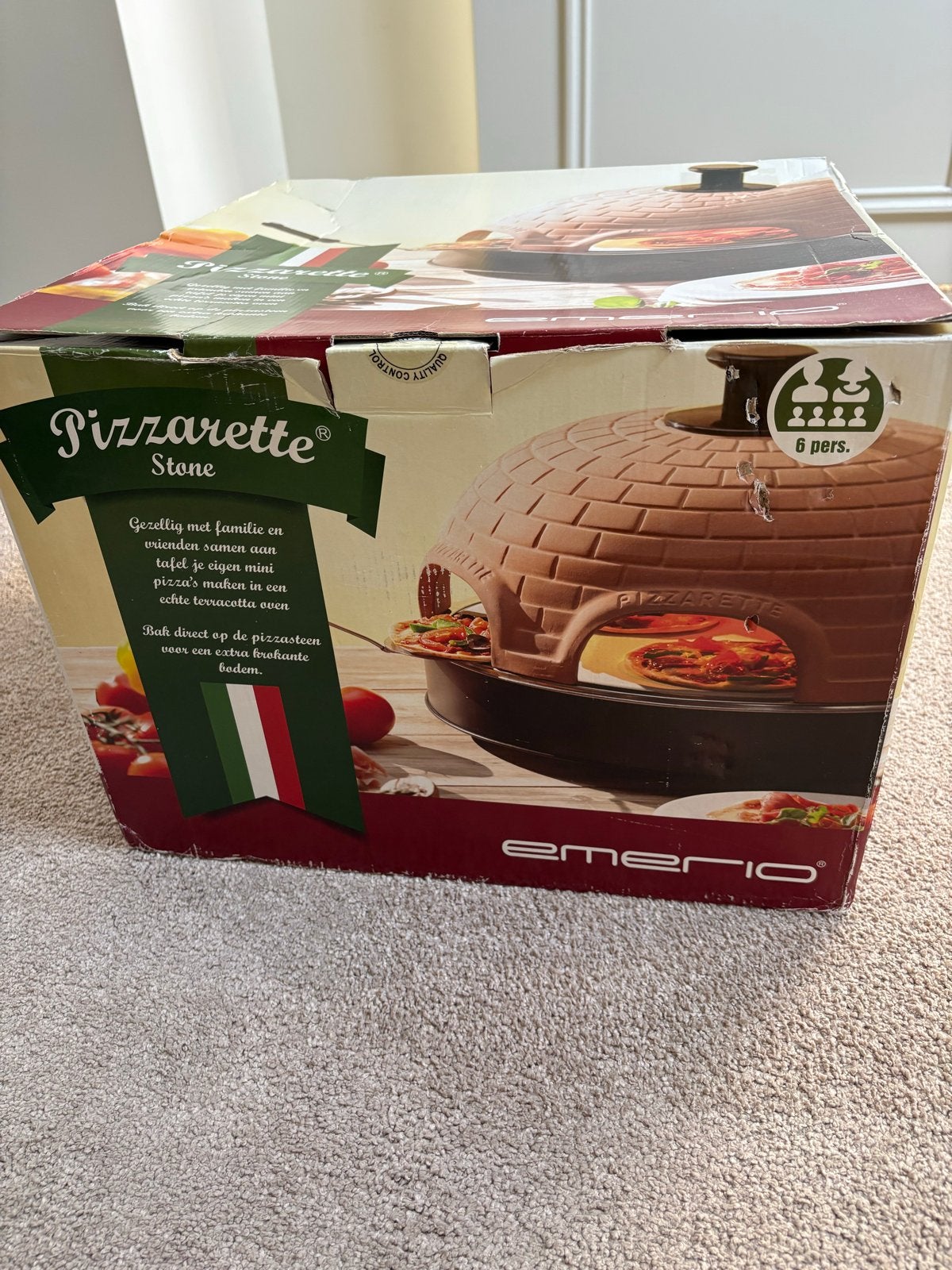 Emerio Pizzarette Stone - Mini Pizza Oven voor 6 personen, Tuin en Terras, Pizzaovens, Ophalen of Verzenden, Gebruikt