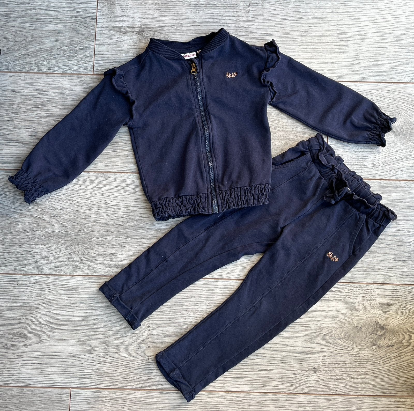 Setje van jasje met broek, donkerblauw, Bakkaboe maat 92, Ophalen of Verzenden, Zo goed als nieuw, Meisje, Setje