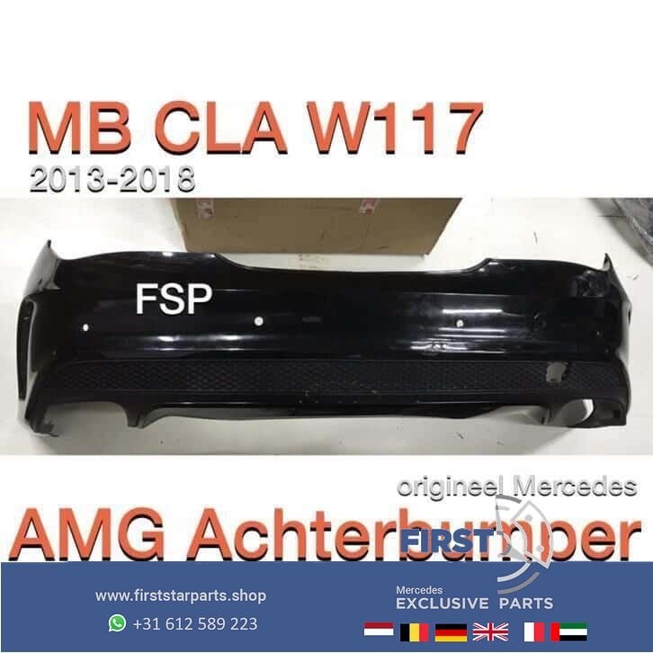 W117 CLA AMG Achterbumper PDC Mercedes 2013-2018 zwart wit g, Gebruikt, -, Ophalen of Verzenden, Achter
